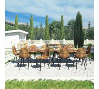 FurnitureR Juego de 4 sillas de jardín de imitación de Terciopelo marrón, Estructura en Cruz de Metal, Resistente a la Intemperie, para terraza