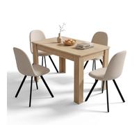 FurnitureR Juego de comedor con 4 sillas giratorias de madera de roble