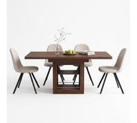 FurnitureR Juego de comedor con mesa extensible de 130 a 160 cm y 4 sillas giratorias