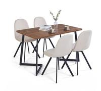 FurnitureR Juego de comedor con sillas giratorias (5 piezas), color beige