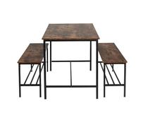 FurnitureR Juego de comedor de 3 piezas, mesa de comedor con 2 bancos, mesa de comedor de cocina, mesa de desayuno, juego de muebles para 4 personas, mesa de cocina (110 x 70 x 74 cm), 2 bancos (100 x
