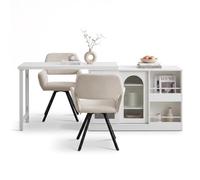 FurnitureR Juego de comedor de tablero DM con mesa giratoria y 2 sillas giratorias
