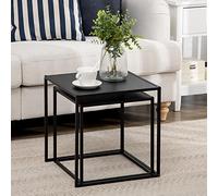 FurnitureR Juego de Mesa de café para Mesa de Comedor, diseño Moderno, Marco de Acero, hasta 10 kg, Color Negro, 40 x 40 x 40 cm (Mesa Grande), 35 x 35 x 35 cm (Mesa pequeña)