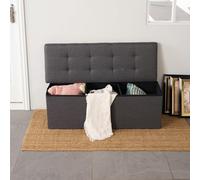 FurnitureR L-110 cm - Banco de Almacenamiento de Tela, otomano de Punta de Cama, baúl de Almacenamiento Interior con Compartimento extraíble, Plegable, Maletero de Almacenamiento, Taburete para salón