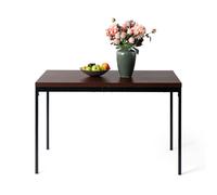 FurnitureR Mesa de Comedor de 120 cm de Efecto Grano de Madera marrón Vintage, Mesa de Comedor Rectangular de Madera Moderna con Patas de Metal Pesadas, Adecuada para 4-6 Personas en comedores,