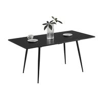 FurnitureR - Mesa de Comedor Extensible, L-120-160 cm, para 6-8 Personas, diseño Moderno y Elegante, Tablero MDF marrón Oscuro con Patas metálicas, Acento Vertical y Minimalista