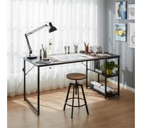 FurnitureR - Mesa de Dibujo Industrial (120 cm, Bandeja Bicolor, Retro, marrón y Negro, 2 estantes Laterales para Suministros, Ajuste de Altura, Ideal Taller, creación o Oficina en casa