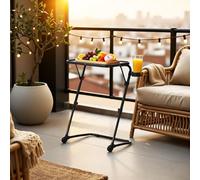 FurnitureR - Mesas Bajas de jardín, Altura Ajustable, móvil y ángulo Ajustable, sin Montaje, fácil de Plegar, Bandeja versátil, Comida y Trabajo al Aire Libre, 53 x 37 x 70 cm