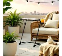 FurnitureR Mesas de Bistrot para jardín, Altura Ajustable, móvil y ángulo Ajustable, sin Montaje, fácil de Plegar, Bandeja versátil, Comida y Trabajo al Aire Libre, 53 x 37 x 70 cm