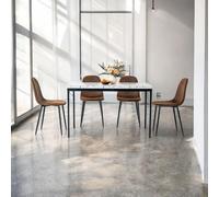 FurnitureR Mesas de Restaurante de imitación de mármol Blanco, Estilo Elegante para 4 a 6 Personas, Bandeja de Madera Gruesa con Estructura metálica, para cafeterías, reposterías, Salas de recepción