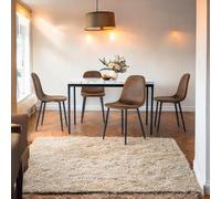 FurnitureR Mesas de salón de imitación de mármol blanco, estilo limpio y elegante para 4 a 6 personas, bandeja de madera gruesa con estructura metálica, para comedor, salas de recepción, 120 x 70 x 75