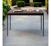 FurnitureR Mesas de Servicio de jardín de Color marrón para 4 a 6 Personas, Bandeja de Madera Gruesa con Estructura metálica, para terraza, Patio, Comedor, jardín, 120 x 70 x 75 cm
