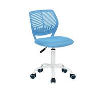 FurnitureR Moderna, Trabajo sin reposabrazos, ergonómica, Ajustable en Altura, giratoria, Oficina en casa, Silla de Estudio, Color Azul, Metal, 38.5CM x40CM x75-87CM