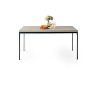 FurnitureR Natural Wood Rectangular Dining Mesa, L-150 cm para 4-6 Personas, Minimalist Design Thick Wood Top with Metal Frame, Versatile Use for Home Or Office, for Outdoor & Interior, 150 x 75 x 75