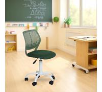 FurnitureR - Silla de Clase compacta, Asiento ergonómico para Escuela, Respaldo de Malla Transpirable, Altura Ajustable, Silla de salón de Dibujo para niños, fácil de Mover 360°, Color Verde