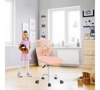 FurnitureR Silla de Escritorio para niños, Silla giratoria de Altura Ajustable con diseño de Respaldo de Agujero pequeño, Adecuada para Dormitorio de niños o Sala de Estudio, Rosa