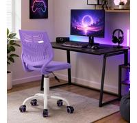 FurnitureR Silla de Gaming para niños, Silla de Oficina, Silla Gamer, Silla de Escritorio, diseño Moderno ergonómico, sin Brazos, Ajuste de Altura del Asiento, Ruedas de Goma, púrpura F