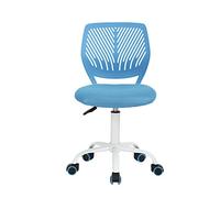 FurnitureR Silla de Gaming para niños, Silla de Oficina, Silla Gamer, Silla de Escritorio, diseño Moderno ergonómico, sin Brazos, Ajuste de Altura del Asiento, Ruedas de Goma, Azul M