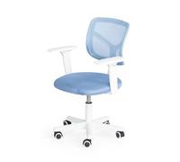 FurnitureR - Silla de juego compacta azul, diseño giratorio ergonómico, reposabrazos ajustable, material de malla transpirable, estilo moderno compacto, asiento de oficina en casa, movilidad fácil, 50