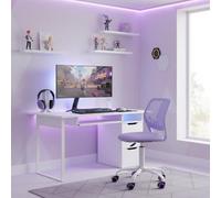 FurnitureR - Silla de Juego compacta, Respaldo Hueco de PP, Altura Ajustable, Asiento ergonómico Giratorio de Espuma, Base de Hierro de 5 Ruedas, para Lectura, Dibujo, Juego, morandi Morado