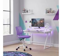 FurnitureR - Silla de Juego compacta, Respaldo Hueco de PP, Altura Ajustable, Asiento ergonómico Giratorio de Espuma, Base de Hierro de 5 Ruedas, para Lectura, Dibujo, Juegos, Caramelo, Morado