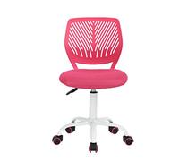 FurnitureR Silla de Oficina Adecuada para niños para Aprender en casa, Silla de Ruedas ergonómica Ajustable en Altura para jóvenes Estudiantes, diseño Rosa Vivo