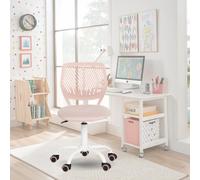 FurnitureR - Silla de Oficina con Respaldo y Asiento ergonómico Giratorio de Altura Ajustable para Ordenador, Ruedas de 5 Puntas, sillas y taburetes en casa, Asiento de Trabajo, Morandi Rose