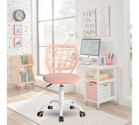 FurnitureR - Silla de Oficina con Respaldo y Asiento ergonómico Giratorio de Altura Ajustable para Ordenador, Ruedas de 5 Puntas, sillas y taburetes en casa, Asiento de Trabajo, Macaron, Rosa
