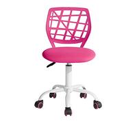FurnitureR Silla de oficina silla de escritorio de altura ajustable, asiento giratorio de tela, silla de trabajo ergonómica sin reposabrazos, color rosa
