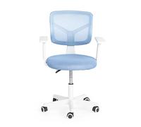 FurnitureR Silla de Oficina Silla de Escritorio de Altura Ajustable, Asiento Giratorio de Tela, Silla de Trabajo ergonómica con reposabrazos para Sala de Estudio, Color Azul