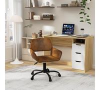 FurnitureR - Silla de Trabajo cómoda de Tela de Gamuza, Base con Ruedas, giratoria de 360°, Altura Ajustable, con apoyabrazos Bajos, Ideal para Oficina en casa, salón, Dormitorio, Estilo Moderno