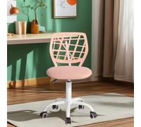 FurnitureR Silla de Trabajo para Adolescentes y niñas, giratoria de 360 Grados, Baja y Media de Malla de Polipropileno, Asiento Trasero de Tela, Altura Ajustable, Color Rosa