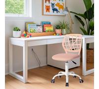 FurnitureR Silla Infantil Regulable en Altura para Escritorio, Silla ergonómica con Respaldo y reposabrazos, Silla giratoria con 5 Ruedas, para niños de 3 a 10 años, soporta hasta 100 kg