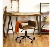 FurnitureR Sillón de diseño Retro, Asiento Mullido Ante Ruedas Negras robustas, Altura Ajustable, 360° giratoria, Uso versátil, para salón Elegante, Dormitorio o Oficina