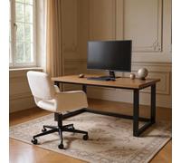 FurnitureR Sillón Ejecutivo Beige de diseño Moderno, Material de Chenilla, Altura Ajustable, Ahorra Espacio, Uso en Oficina y hogar
