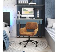 FurnitureR - Sillón Infantil Giratorio de Tela de Gamuza, Asiento Acolchado, Altura Ajustable, Estilo nórdico, Base con Ruedas, apoyabrazos Bajos, Ideal para Dormitorio, Lectura o Juegos