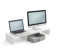FurnitureR - Soporte de Escritorio multifunción con cajón, Modular y Ajustable, Elevador para Ordenador portátil, Plataforma Lapdesk para casa y Oficina, diseño Moderno y Elegante, Color Blanco