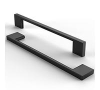 FURNIWARE 10 manijas para muebles, manijas de gabinete de acero inoxidable cepillado, manijas de cocina, manija de muebles para cajones,espacio entre orificios 160 mm-negro mate