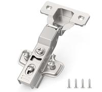 Furniware 2 Piezas Bisagras Ocultas Cobrientes Parciales 3D con Cierre Suave - Ángulo 45°-105°, Autocerrantes, Níquel Satinado, Clip-On, Acero Inoxidable para Puertas de Armario/Cocina