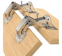 Furniware 4 bisagras de cierre suave de 170 grados para puertas de armarios, sin taladrar, bisagras de armario de cocina con amortiguador, soporte de tapa, bisagras ocultas para armarios, muebles