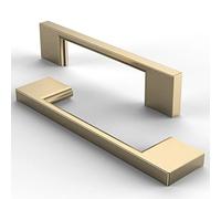 FURNIWARE 5 manijas para muebles, manijas de gabinete de acero inoxidable cepillado, manijas de cocina, manija de muebles para cajones,espacio entre orificios 96 mm-latón cepillado