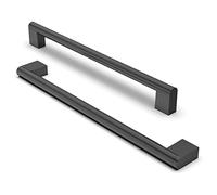 FURNIWARE 5 piezas manija de gabinete, distancia de orificio de 256 mm, manijas de muebles de acero inoxidable, tiradores de armario, manija de gabinete de cocina,negro mate