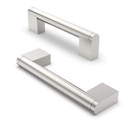 FURNIWARE 5 piezas manija de gabinete, distancia de orificio de 96 mm, manijas de muebles de acero inoxidable, tiradores de armario, manija de gabinete de cocina,níquel cepillado