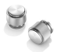 FURNIWARE Paquete de 10 manijas de gabinete de níquel satinado cepillado, manija de 25 mm con un solo agujero, tiradores plateados para armario de cocina, manijas modernas para cajones, tocadores