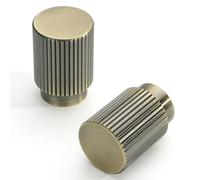 FURNIWARE Paquete de 10 pomos de latón antiguo brillante, diseño de líneas verticales, cabeza redonda de bronce de 20 mm, manijas de aluminio vintage, perilla de puerta retro para armario de cocina