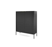 FURNLUX Aparador Avon, estilo retro, negro, 104 x 39 x 125 cm, 49 kg, madera, requiere montaje, rectangular, con instrucciones de montaje (idioma español no garantizado)
