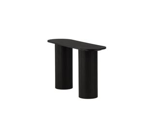 FURNLUX Bianca - Mesa consola ovalada (tablero de fibra de densidad media, 130 x 40 x 72 cm, patas acanaladas), color negro