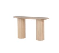 FURNLUX Bianca - Mesa consola ovalada (tablero DM con chapa de densidad media, 130 x 40 x 72 cm, patas acanaladas), color beige