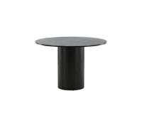 FURNLUX Bianca - Mesa de comedor redonda (110 x 75 x 110 cm, tablero DM con base cilíndrica, 37 kg, fácil mantenimiento), color negro