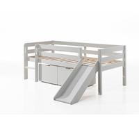 FURNLUX Cama alta Pino, 175 x 208 x 83 cm, cama infantil con tobogán, color blanco, diseño de altura media, madera de pino y tablero de fibra de densidad media, superficie de descanso de 90 x 200 cm